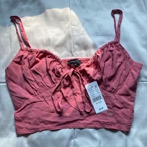 Pink Tie Front Cami Tank Top